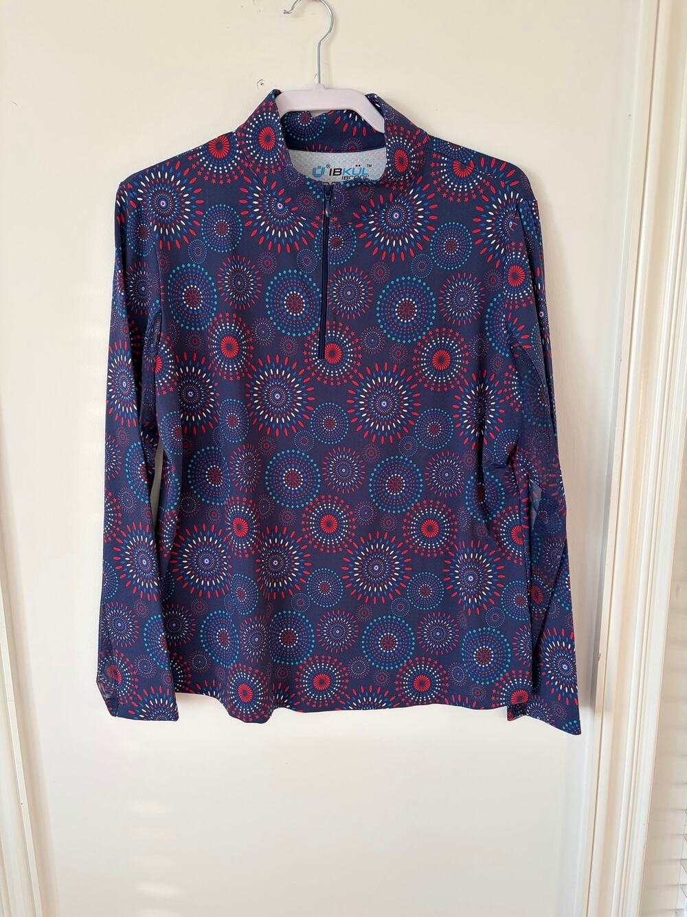 IBKÜL IBcool Quarter-Zip Sun Shirt | XL | Navy Fireworks Print ☀️